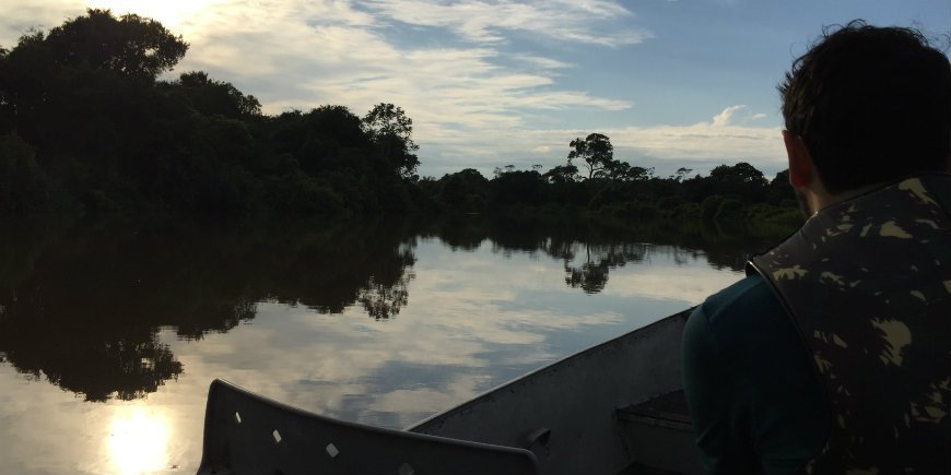 Beautiful boat trip on the river Aquidauane early morning