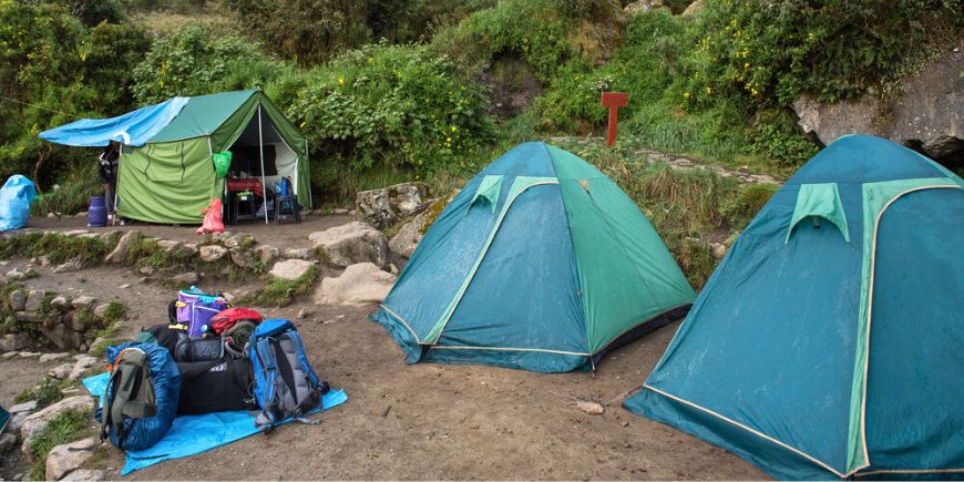 Leiripaikka Inkapolulla, Machu Picchu, Peru.